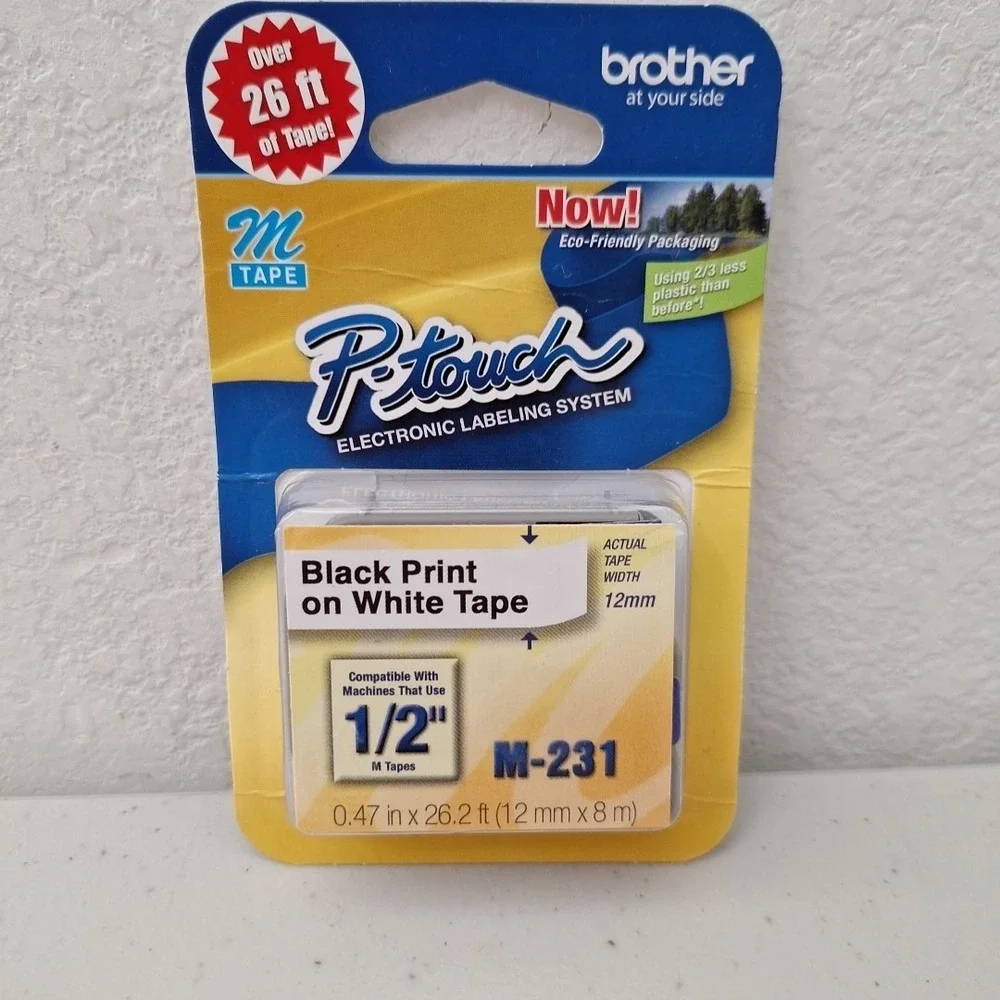 Brother P-Touch OEM Nonlaminated M Series Tape Cartridge M131 & M231W 1/2 in NEW